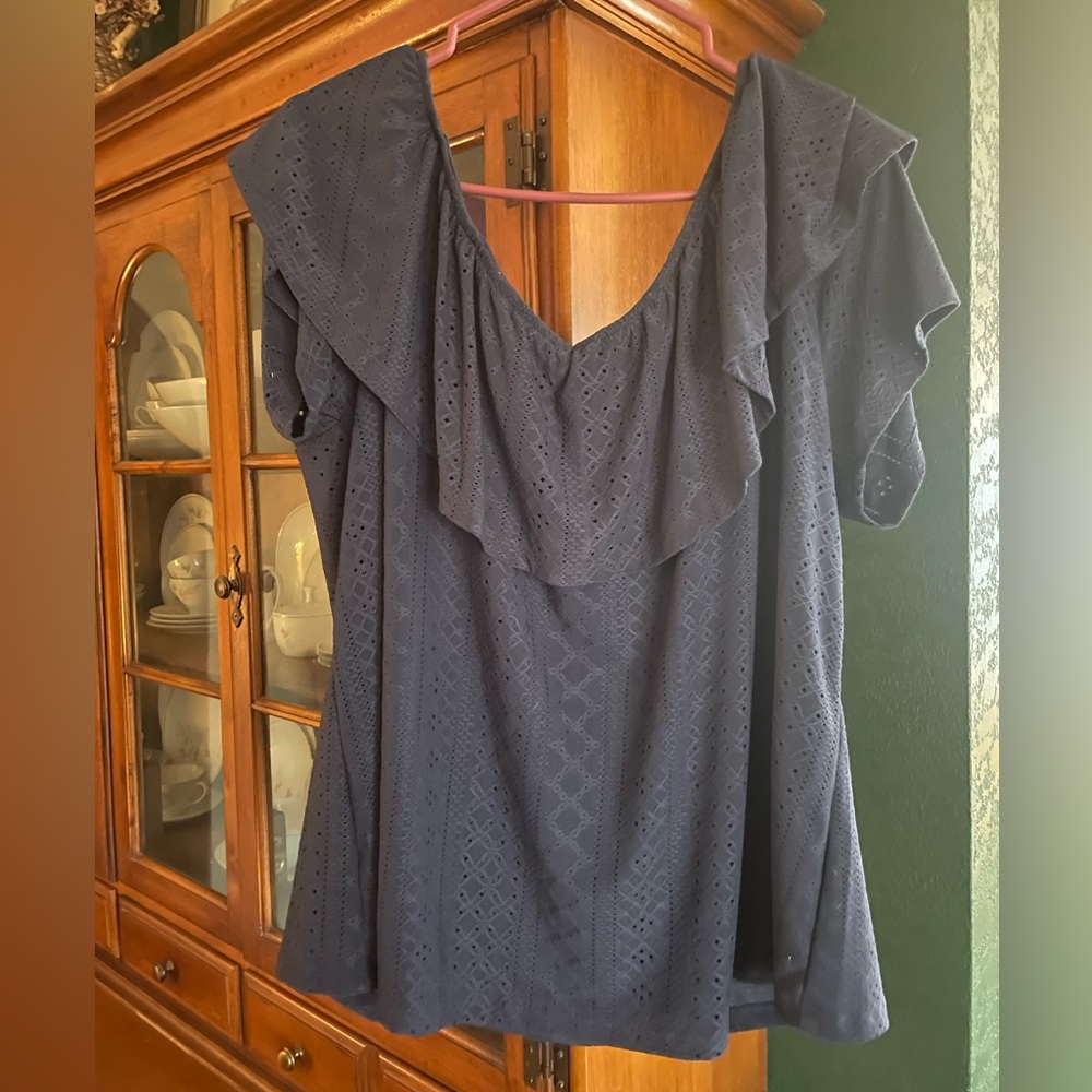 Lane Bryant Navy off the shoulder top